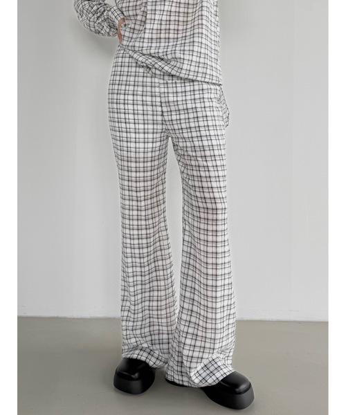 Didot.showroom(ディドット ショールーム)の「【DIDOT.】シアーチェックイージーパンツ(その他パンツ・レディース・ベージュ/チャコール/アイボリー・FREE)」の2枚目の写真