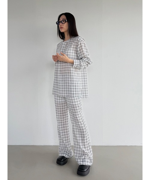 Didot.showroom(ディドット ショールーム)の「【DIDOT.】シアーチェックイージーパンツ(その他パンツ・レディース・ベージュ/チャコール/アイボリー・FREE)」の8枚目の写真