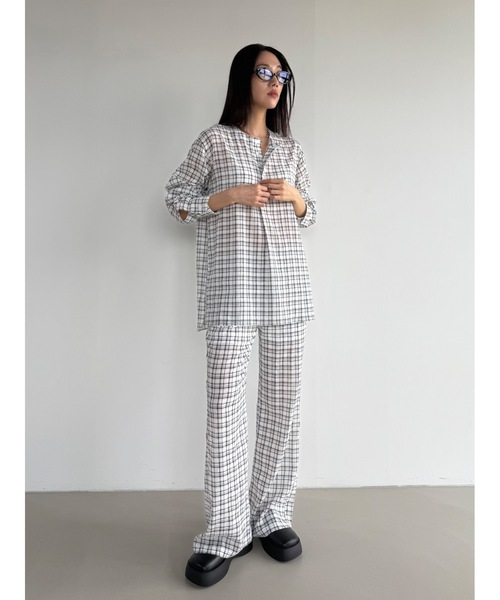 Didot.showroom(ディドット ショールーム)の「【DIDOT.】シアーチェックイージーパンツ(その他パンツ・レディース・ベージュ/チャコール/アイボリー・FREE)」の5枚目の写真