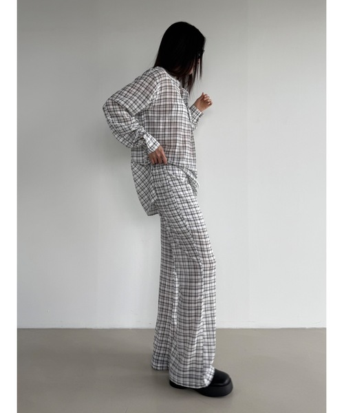 Didot.showroom(ディドット ショールーム)の「【DIDOT.】シアーチェックイージーパンツ(その他パンツ・レディース・ベージュ/チャコール/アイボリー・FREE)」の6枚目の写真