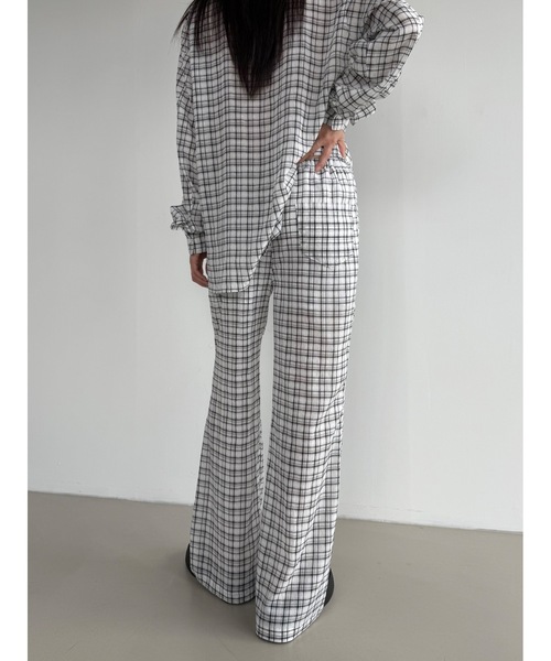 Didot.showroom(ディドット ショールーム)の「【DIDOT.】シアーチェックイージーパンツ(その他パンツ・レディース・ベージュ/チャコール/アイボリー・FREE)」の7枚目の写真