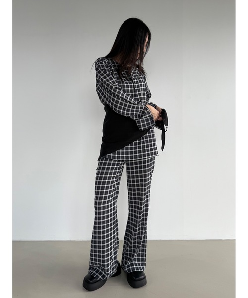 Didot.showroom(ディドット ショールーム)の「【DIDOT.】シアーチェックイージーパンツ(その他パンツ・レディース・ベージュ/チャコール/アイボリー・FREE)」の9枚目の写真