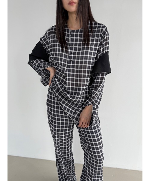 Didot.showroom(ディドット ショールーム)の「【DIDOT.】シアーチェックイージーパンツ(その他パンツ・レディース・ベージュ/チャコール/アイボリー・FREE)」の10枚目の写真