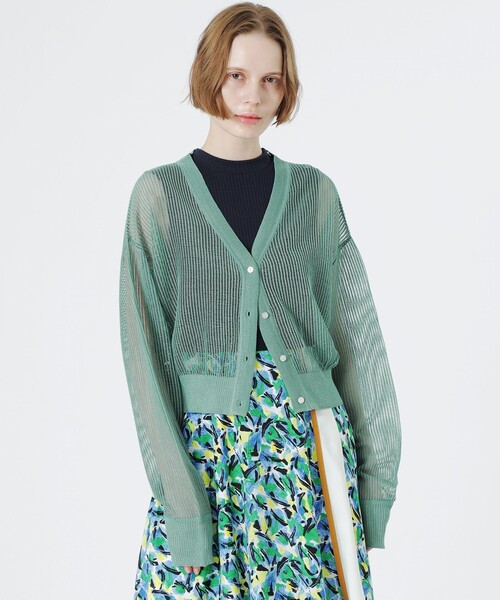 LOVELESS（ラブレス）の「メッシュニットカーディガン（カーディガン/ボレロ・レディース・オフホワイト/チャコールグレー/グリーン系その他3/オレンジ系その他/ブルー系その他2・36）」の4枚目の写真