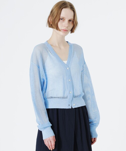 LOVELESS（ラブレス）の「メッシュニットカーディガン（カーディガン/ボレロ・レディース・オフホワイト/チャコールグレー/グリーン系その他3/オレンジ系その他/ブルー系その他2・36）」の5枚目の写真