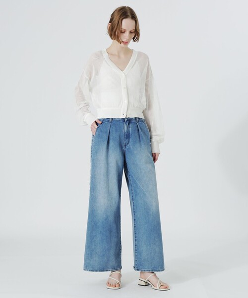 LOVELESS（ラブレス）の「メッシュニットカーディガン（カーディガン/ボレロ・レディース・オフホワイト/チャコールグレー/グリーン系その他3/オレンジ系その他/ブルー系その他2・36）」の6枚目の写真