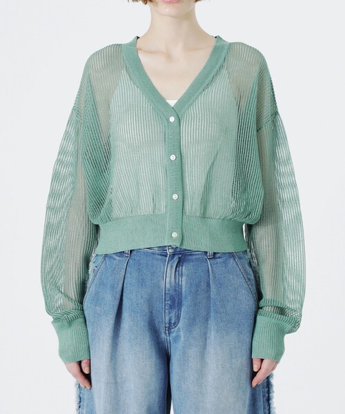 LOVELESS（ラブレス）の「メッシュニットカーディガン（カーディガン/ボレロ・レディース・オフホワイト/チャコールグレー/グリーン系その他3/オレンジ系その他/ブルー系その他2・36）」の11枚目の写真