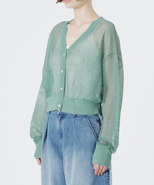 LOVELESS（ラブレス）の「メッシュニットカーディガン（カーディガン/ボレロ・レディース・オフホワイト/チャコールグレー/グリーン系その他3/オレンジ系その他/ブルー系その他2・36）」の12枚目の写真