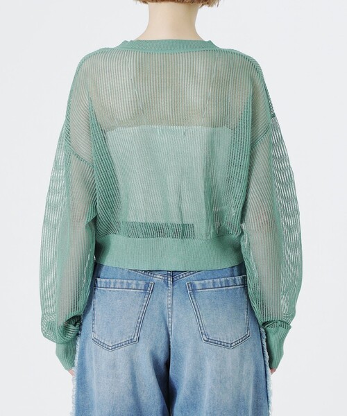 LOVELESS（ラブレス）の「メッシュニットカーディガン（カーディガン/ボレロ・レディース・オフホワイト/チャコールグレー/グリーン系その他3/オレンジ系その他/ブルー系その他2・36）」の13枚目の写真