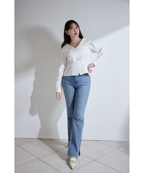 Her lip to Big Collar Tuck Blouse　Mサイズ Big Collar Tuck Blouse（シャツ/ブラウス）｜Her lip to（ハー