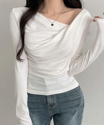 ドレープ リブTシャツ 長袖