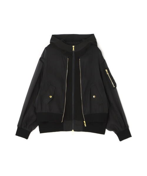 Risley（リズレー）の「Risley/リズレー/肩掛けMA-1フーディー（ブルゾン・レディース・ブラック/ホワイト・F）」の7枚目の写真