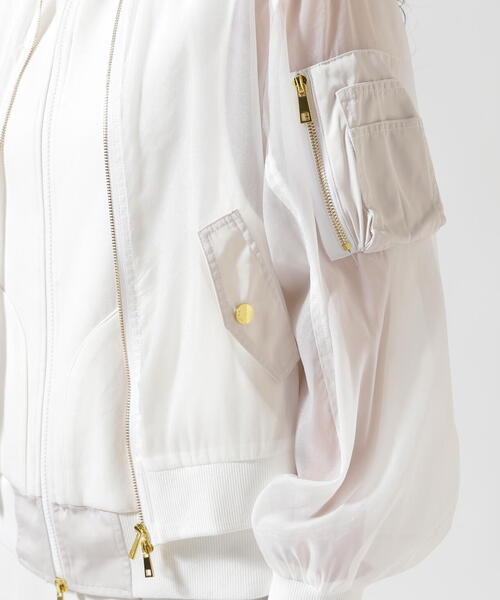 Risley（リズレー）の「Risley/リズレー/肩掛けMA-1フーディー（ブルゾン・レディース・ブラック/ホワイト・F）」の22枚目の写真