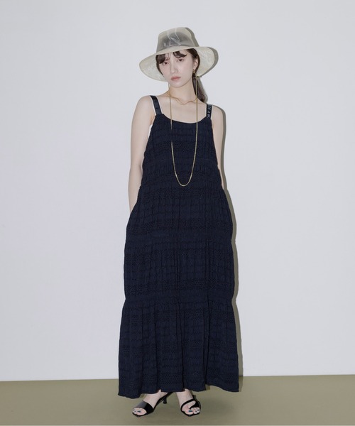 ＊エミリーページ＊ ロゴテープ シャーリングジャガードワンピース Eimee Law│Eimee