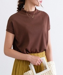 【手触りなめらかなスムース素材♪】モックネックTシャツ