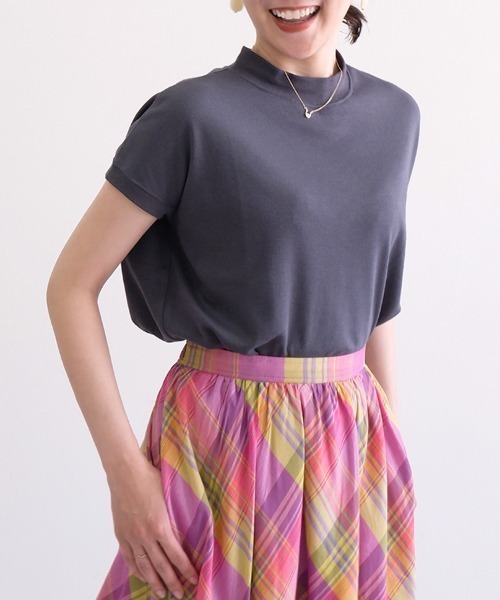 セール】【手触りなめらかなスムース素材♪】モックネックTシャツ（T