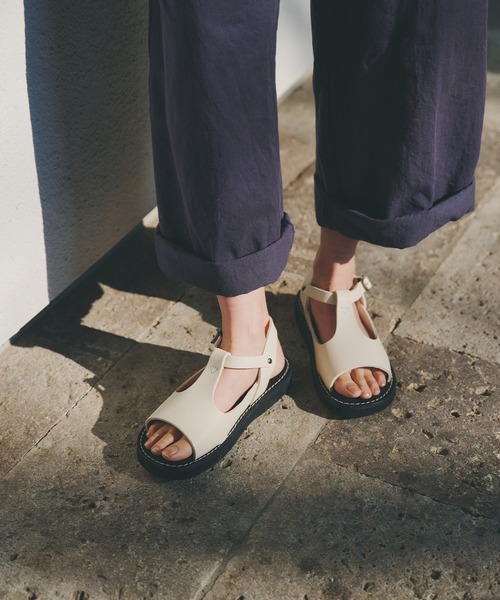 Organic handloom(オーガニックハンドルーム)の「Organic handloom / “HOHEN” サンダル(サンダル・レディース・ダークブラウン/ブラック/ホワイト・23/24/22/25)」の2枚目の写真