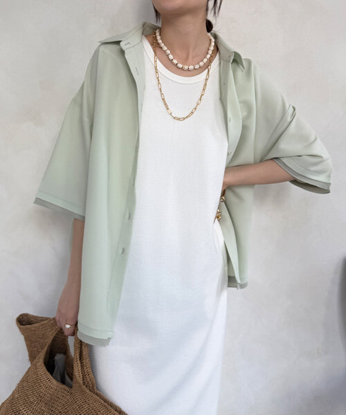 DouDou（ドゥドゥ）の「【SAKURA企画】マルチWAY半袖シャツ（シャツ/ブラウス・レディース・チャコールグレー/ベージュ/ミント・FREE）」の12枚目の写真