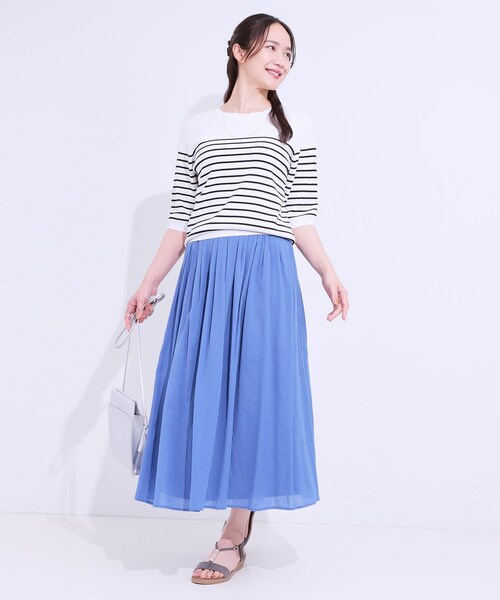 DRESKIP（ドレスキップ）の「【S-LL/セットアップ可/ひんやり】ふんわりさらっと タックフレアスカート（スカート・レディース・グリーン系/チャコールグレー/ブルー・01/02/03/04）」の22枚目の写真