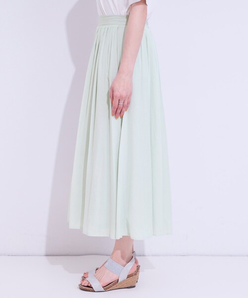 DRESKIP（ドレスキップ）の「【S-LL/セットアップ可/ひんやり】ふんわりさらっと タックフレアスカート（スカート・レディース・グリーン系/チャコールグレー/ブルー・01/02/03/04）」の19枚目の写真