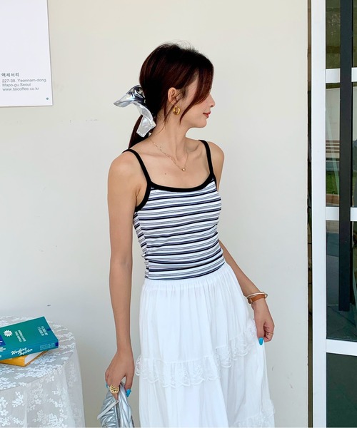 everycoco（エブリーココ）の「ボーダーリブキャミソール（キャミソール・レディース・ホワイト/レッド・FREE）」の5枚目の写真