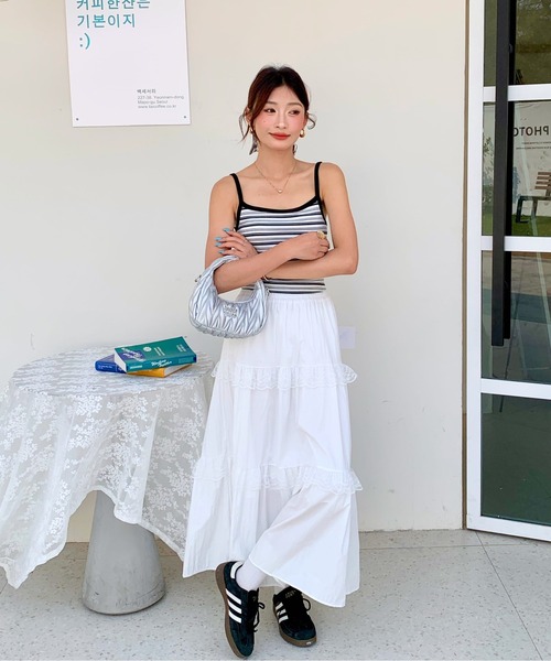 everycoco（エブリーココ）の「ボーダーリブキャミソール（キャミソール・レディース・ホワイト/レッド・FREE）」の7枚目の写真