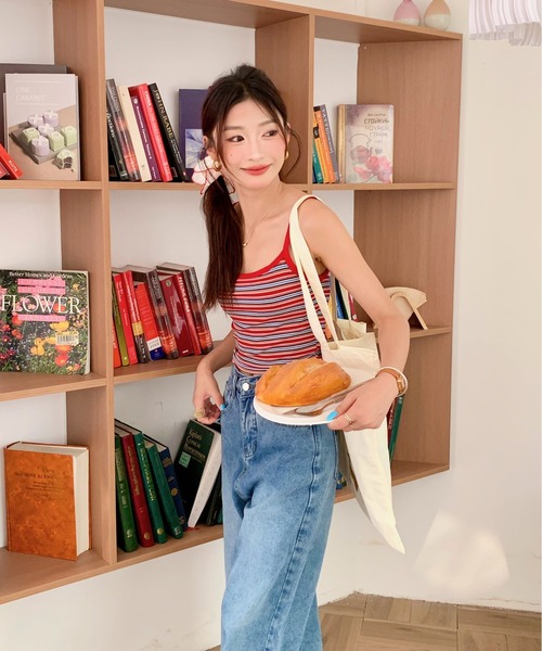 everycoco（エブリーココ）の「ボーダーリブキャミソール（キャミソール・レディース・ホワイト/レッド・FREE）」の11枚目の写真