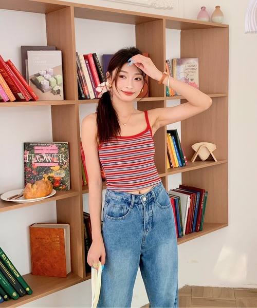 everycoco（エブリーココ）の「ボーダーリブキャミソール（キャミソール・レディース・ホワイト/レッド・FREE）」の12枚目の写真