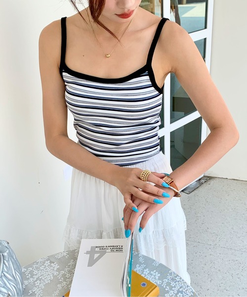 everycoco（エブリーココ）の「ボーダーリブキャミソール（キャミソール・レディース・ホワイト/レッド・FREE）」の15枚目の写真