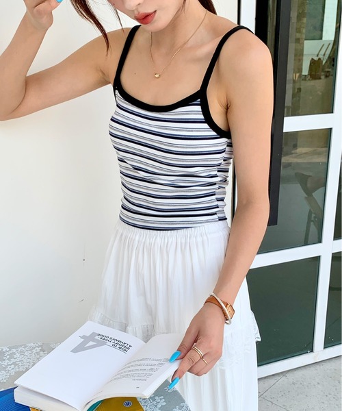everycoco（エブリーココ）の「ボーダーリブキャミソール（キャミソール・レディース・ホワイト/レッド・FREE）」の16枚目の写真