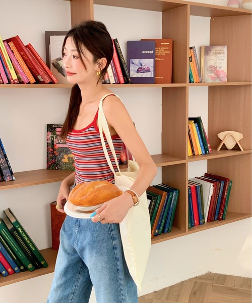 everycoco（エブリーココ）の「ボーダーリブキャミソール（キャミソール・レディース・ホワイト/レッド・FREE）」の22枚目の写真