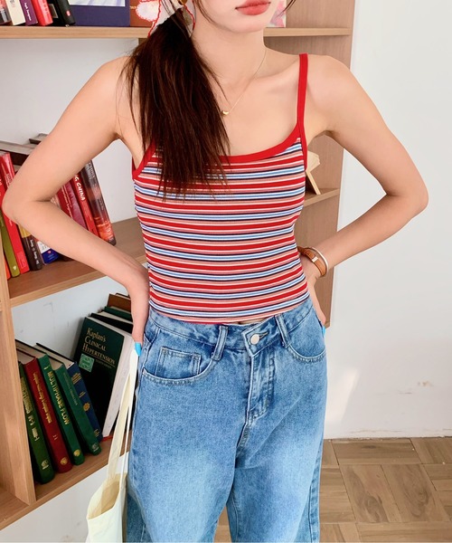 everycoco（エブリーココ）の「ボーダーリブキャミソール（キャミソール・レディース・ホワイト/レッド・FREE）」の9枚目の写真