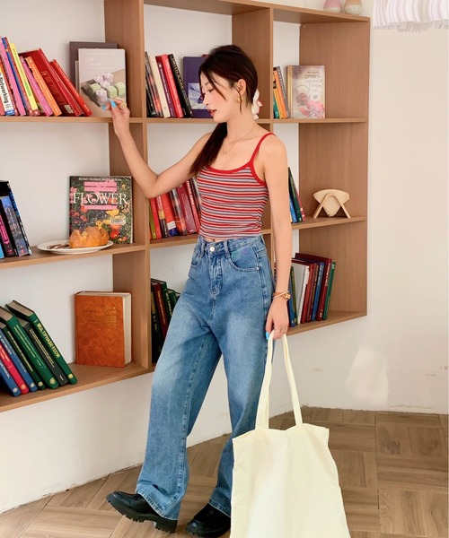 everycoco（エブリーココ）の「ボーダーリブキャミソール（キャミソール・レディース・ホワイト/レッド・FREE）」の21枚目の写真