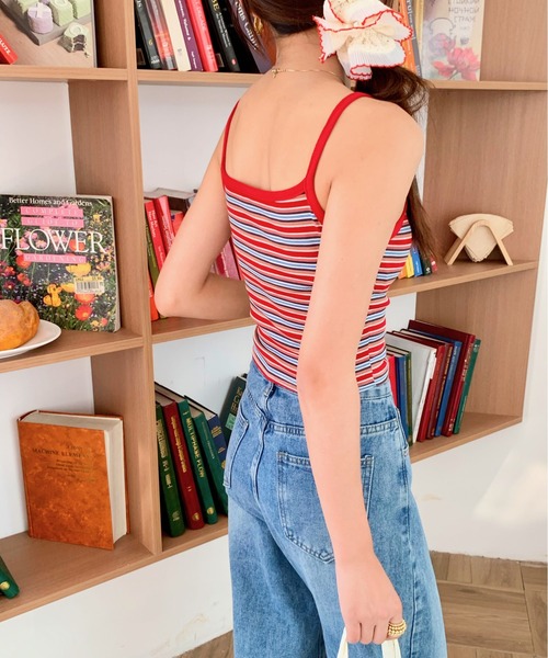 everycoco（エブリーココ）の「ボーダーリブキャミソール（キャミソール・レディース・ホワイト/レッド・FREE）」の10枚目の写真