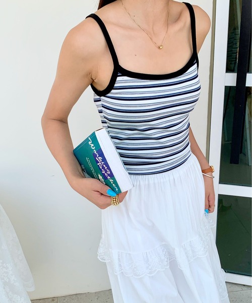 everycoco（エブリーココ）の「ボーダーリブキャミソール（キャミソール・レディース・ホワイト/レッド・FREE）」の18枚目の写真