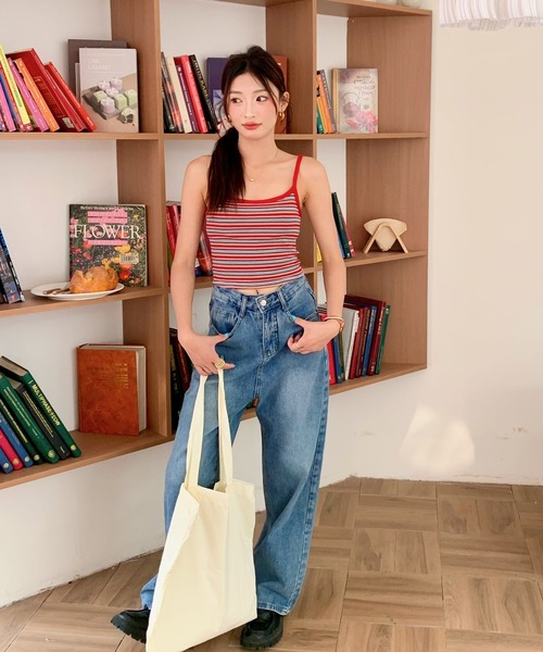 everycoco（エブリーココ）の「ボーダーリブキャミソール（キャミソール・レディース・ホワイト/レッド・FREE）」の8枚目の写真