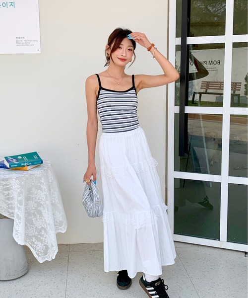 everycoco（エブリーココ）の「ボーダーリブキャミソール（キャミソール・レディース・ホワイト/レッド・FREE）」の20枚目の写真