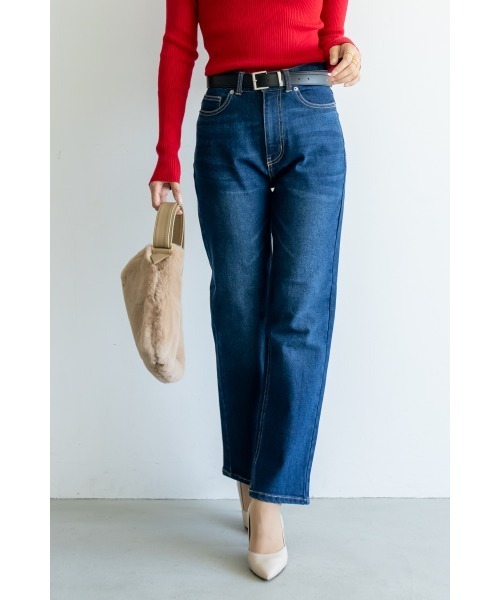 M.deux（エムドゥ）の「〈ストレート美脚デニム〉（デニムパンツ・レディース・ネイビー/ブルー・SMALL/MEDIUM）」の2枚目の写真