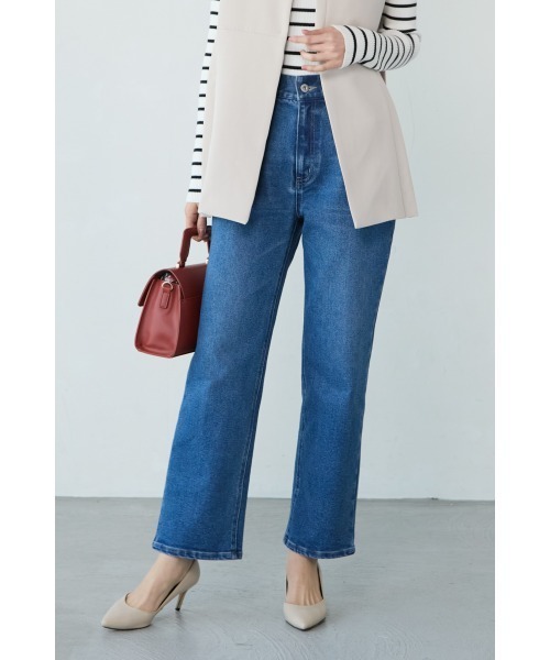 M.deux（エムドゥ）の「〈ストレート美脚デニム〉（デニムパンツ・レディース・ネイビー/ブルー・SMALL/MEDIUM）」の3枚目の写真