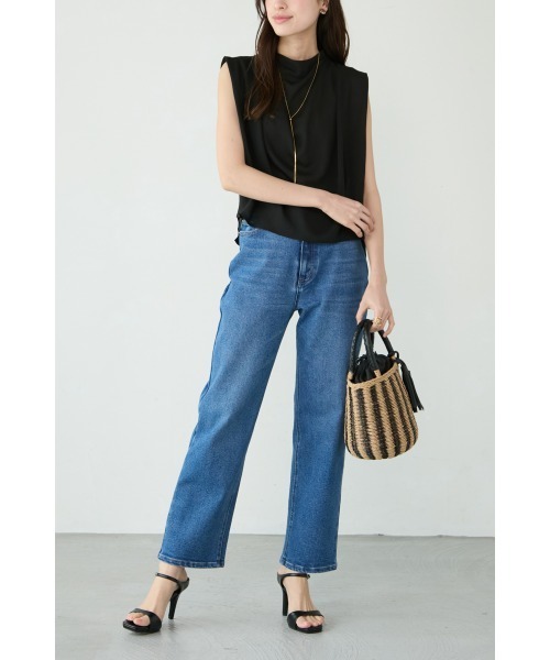 M.deux（エムドゥ）の「〈ストレート美脚デニム〉（デニムパンツ・レディース・ネイビー/ブルー・SMALL/MEDIUM）」の5枚目の写真