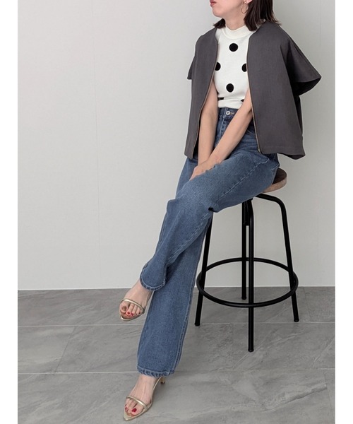 M.deux（エムドゥ）の「〈ストレート美脚デニム〉（デニムパンツ・レディース・ネイビー/ブルー・SMALL/MEDIUM）」の7枚目の写真