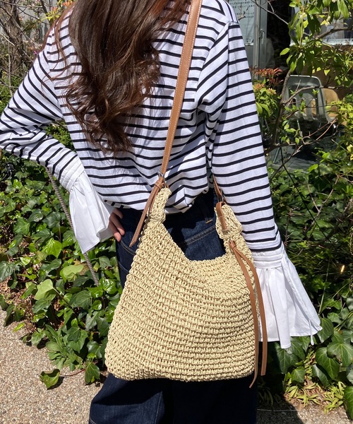 meJane（ミージェーン）の「ペーパーブレード かごショルダーバッグ（ショルダーバッグ・レディース・モカ/キナリ・FREE）」の2枚目の写真