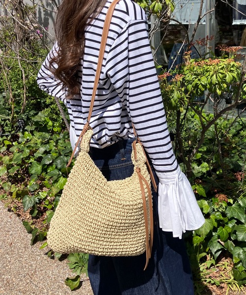 meJane（ミージェーン）の「ペーパーブレード かごショルダーバッグ（ショルダーバッグ・レディース・モカ/キナリ・FREE）」の3枚目の写真