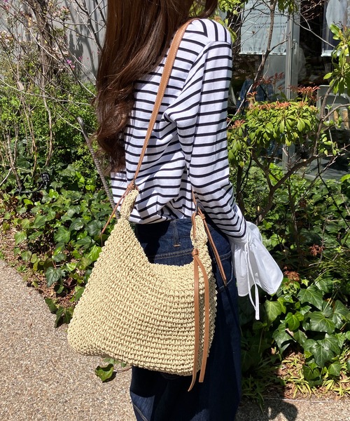 meJane（ミージェーン）の「ペーパーブレード かごショルダーバッグ（ショルダーバッグ・レディース・モカ/キナリ・FREE）」の4枚目の写真