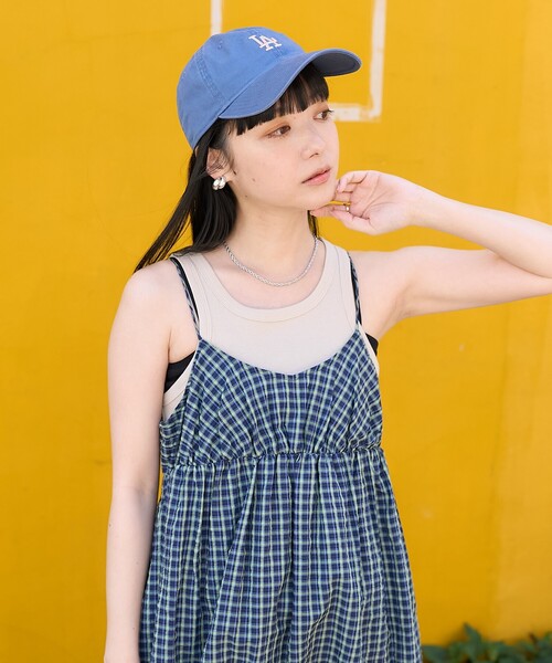 FREAK'S STORE(フリークスストア)の「バックリボン サマーチェック キャミソールワンピース(ワンピース・レディース・ブラウン/オレンジ/ネイビー・フリ-)」の9枚目の写真