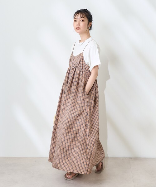 FREAK'S STORE(フリークスストア)の「バックリボン サマーチェック キャミソールワンピース(ワンピース・レディース・ブラウン/オレンジ/ネイビー・フリ-)」の16枚目の写真