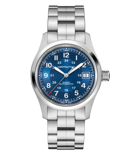 HAMILTON（ハミルトン）の「HAMILTON [ハミルトン] 腕時計 Khaki Field （カーキ フィールド）  オート 自動巻き 38MM ブルー×シルバー（アナログ腕時計・メンズ・ブルー・FREE）」の2枚目の写真