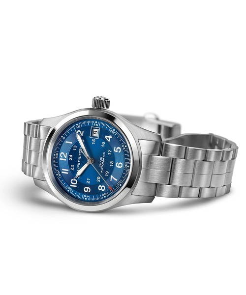 HAMILTON（ハミルトン）の「HAMILTON [ハミルトン] 腕時計 Khaki Field （カーキ フィールド）  オート 自動巻き 38MM ブルー×シルバー（アナログ腕時計・メンズ・ブルー・FREE）」の3枚目の写真