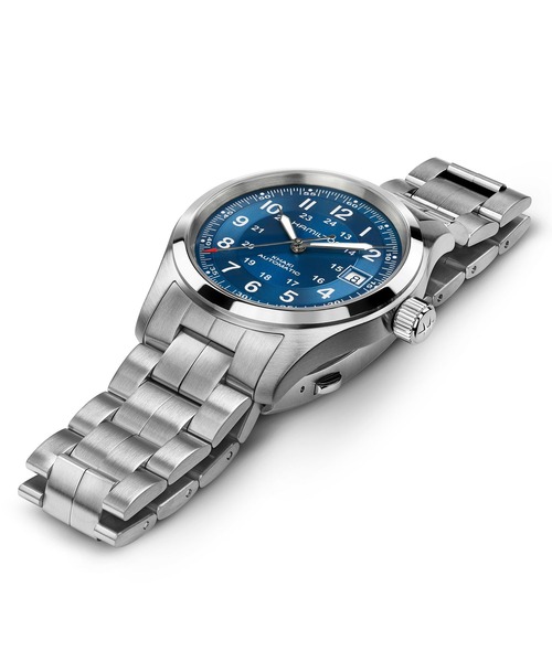 HAMILTON（ハミルトン）の「HAMILTON [ハミルトン] 腕時計 Khaki Field （カーキ フィールド）  オート 自動巻き 38MM ブルー×シルバー（アナログ腕時計・メンズ・ブルー・FREE）」の4枚目の写真