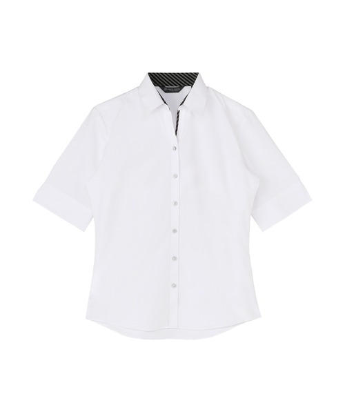 TOKYO SHIRTS(トウキョウシャツ)の「【透け防止】 形態安定ノーアイロン スキッパー 5分袖ビジネスワイシャツ(ビジネスシャツ・レディース・ホワイト・S/M/L/LL/XL)」の1枚目の写真